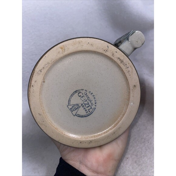 Vintage Gerzit Gerz Beer Stein Mug Lid W Germany Zodiac Cherub Gold Ceramic - Picture 9 of 11
